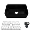 thumbnail image 1 of CASAINC 30" Fireclay Single Bowl Farmhouse Apron Kitchen Sink with Grid and Strainer, Black, 1 of 7