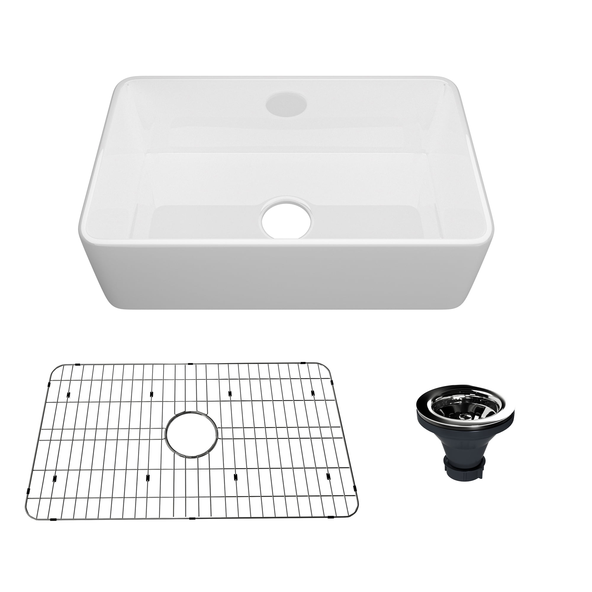 CASAINC 30" Fireclay Farmhouse Apron Kitchen Sink, White