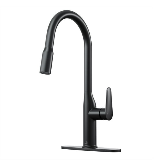 CASAINC Single Handle Kitchen Faucet with Pull Out Sprayer, Deck Mounted, Matte Black