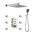 thumbnail image 1 of CASAINC Luxury Thermostatic 3-Spray Patterns 12 in. Flush Wall Mount Rainfall Dual Shower Heads with 6-Jets in Brushed Nickel, 1 of 11