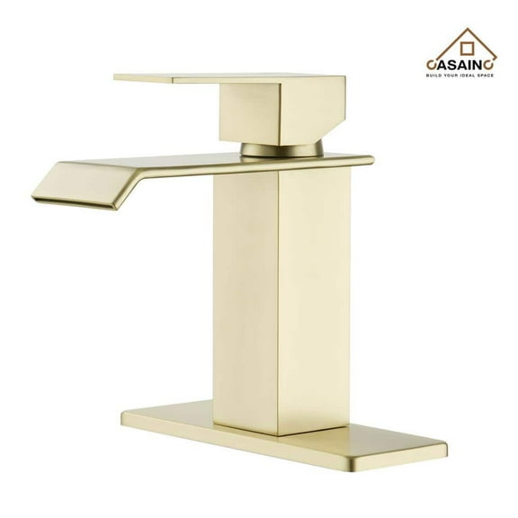 CASAINC Single Handle Bathroom Faucet, Brushed Gold