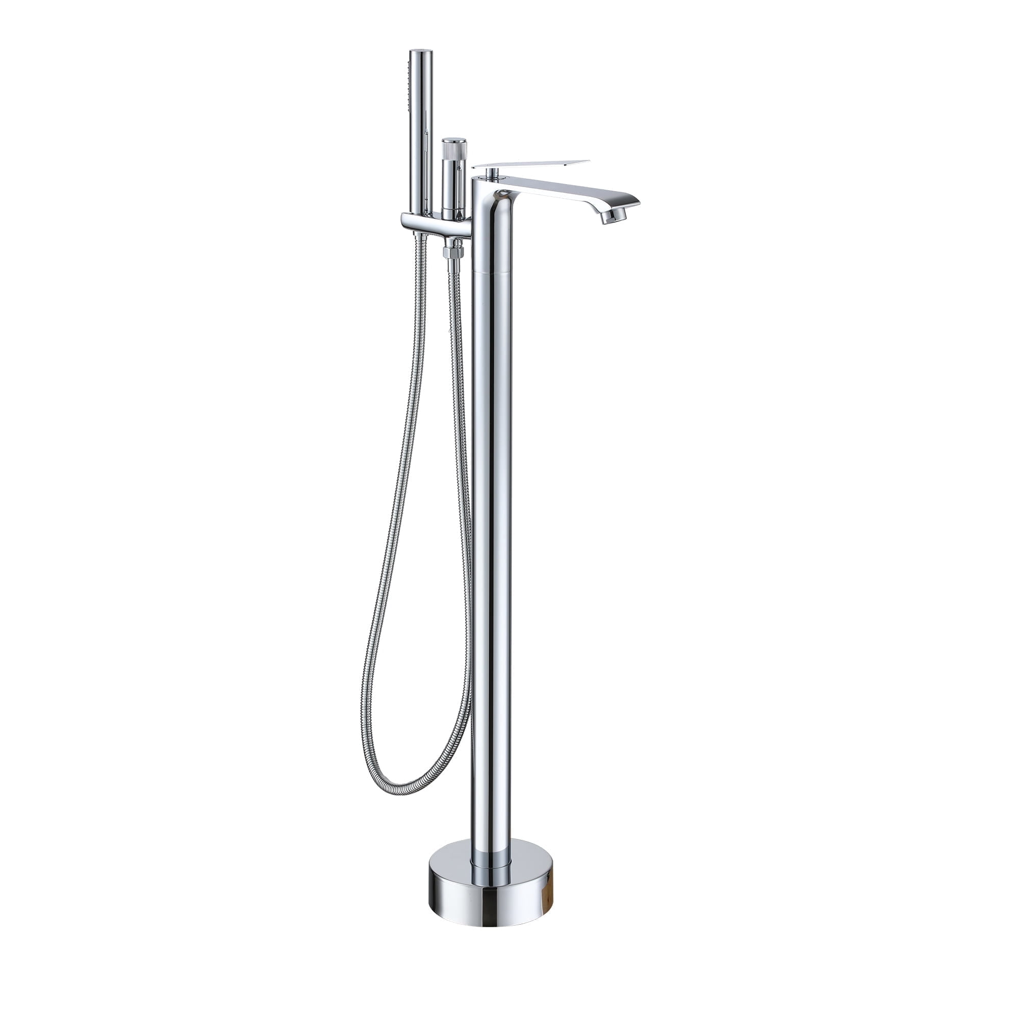 CASAINC Single-Handle Freestanding Floor Mount Tub Filler Faucet with Handheld Shower in Chrome Plated