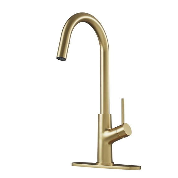 CASAINC Single-Handle Pull Down Sprayer Kitchen Faucet with 3-Function Pull Out Sprayer, Stainless Steel in Brushed Gold