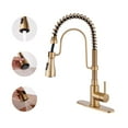 thumbnail image 1 of CASAINC Single Handle Kitchen Faucet with Pull Down Sprayer, Deck Mounted, Brushed Gold, 1 of 4