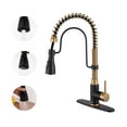 thumbnail image 1 of CASAINC Single Handle Kitchen Faucet with Pull Down Sprayer, Deck Mounted, Matte Black and Brushed Gold, 1 of 4