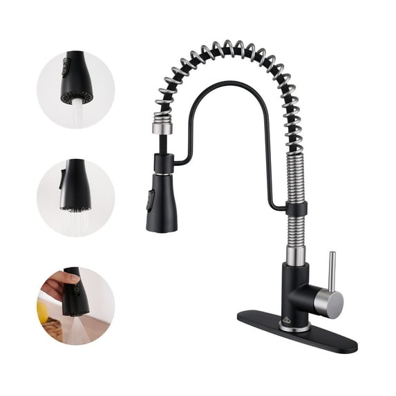 CASAINC Single Handle Kitchen Faucet with Pull Down Sprayer, Deck Mounted, Brushed Nickel