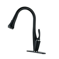CASAINC Single Handle Kitchen Faucet with Pull Out Sprayer, Deck Mounted, Matte Black