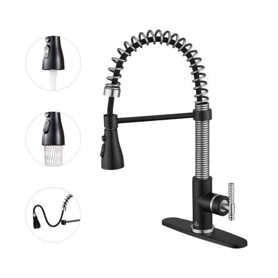 CASAINC Single Handle Kitchen Faucet with Pull Down Sprayer, Deck Mounted, Brushed Nickel