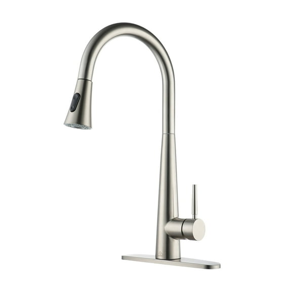 CASAINC Single Handle Kitchen Faucet with Pull Out Sprayer, Deck Mounted, Brushed Nickel