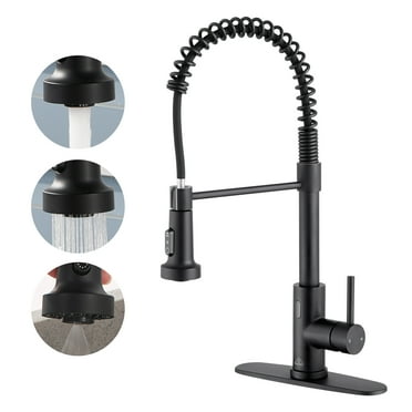 CASAINC Single Handle Pull Down Sprayer Kitchen Faucet with Touchless Sensor, Deckplate Included in Matte Black