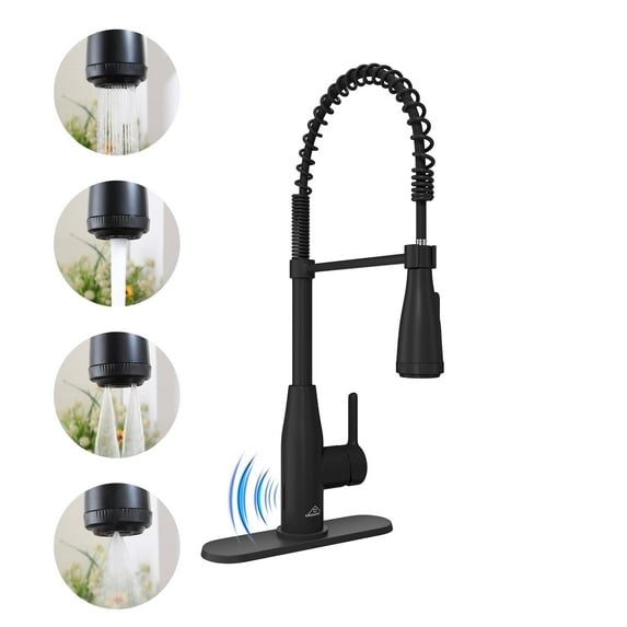 CASAINC Single Handle Kitchen Faucet with Pull Down Sprayer, Touchless Sensor, Deck Mounted, Matte Black