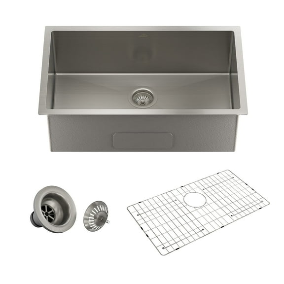 CASAINC Stainless Steel 30 in. 16" Sink Gauge Kitchen Sink with Accessories, Black