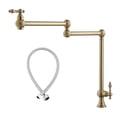 thumbnail image 1 of CASAINC Vintage Deck Mount Pot Filler Kitchen Faucet, with Folding Stretchable Double Joint Swing Arms in Brass Brushed Gold, 1 of 4