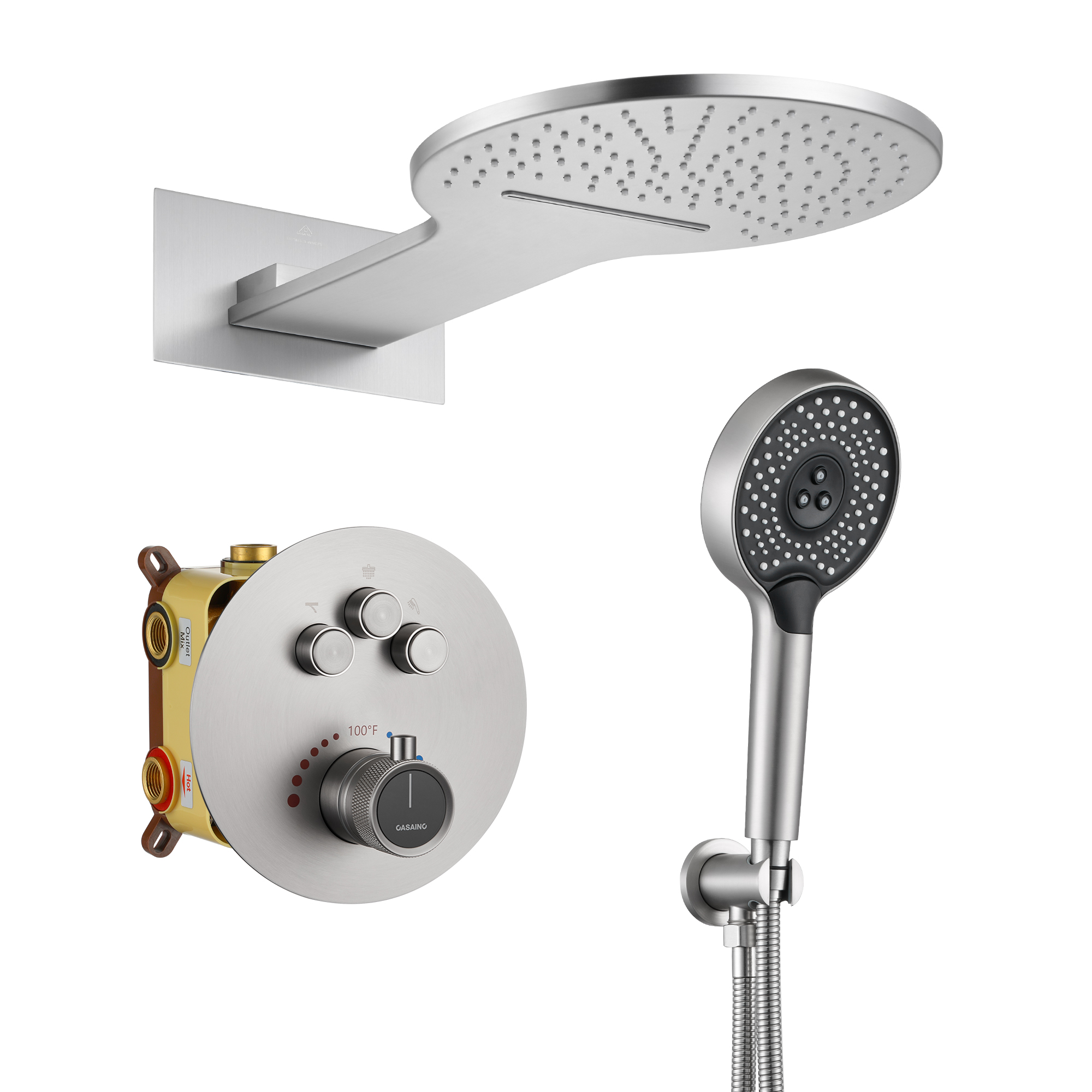 KOHLER Rubicon 1Handle 3Spray WallMount Tub and Shower Faucet in Brushed Nickel (Valve