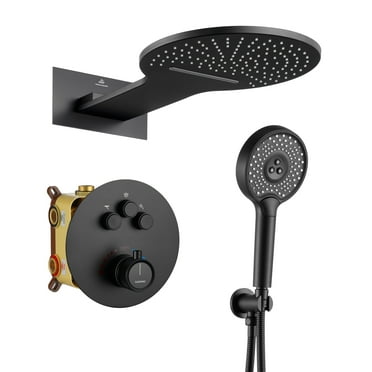 CASAINC Wall Mounted Shower Heads Faucet 3-Spray Bathroom Shower System 2.5 in Matte Black