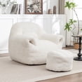 thumbnail image 1 of CASAROUND Bean Bag Chair, Comfy Bean Bag Sofa with Back Support, With Footstool,Faux Fur Bean Bag Chair for Adults and Kids, Stuffed Floor Sofa for Living Room, Bedroom, Apartment, White, 1 of 14