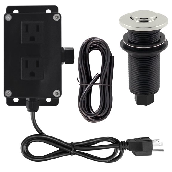 Westbrass Disposal Air Switch with Flush Button and Dual Outlet Box, Polished Nickel