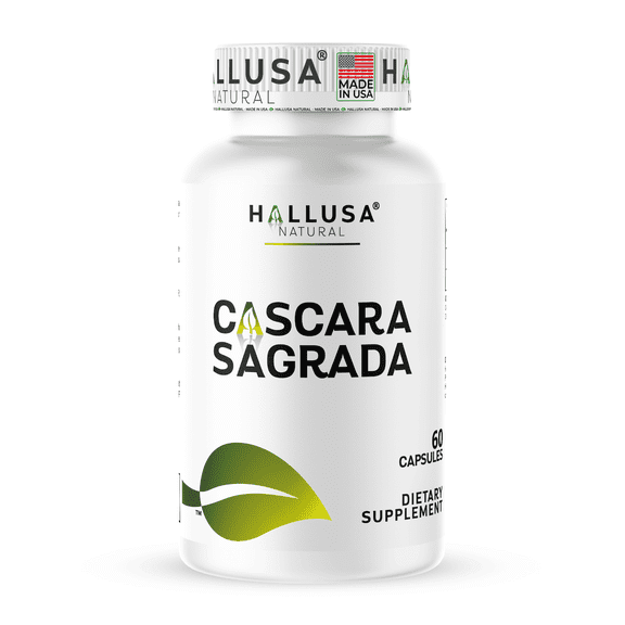Cascara Sagrada 900mg, Soothes The gastrointestinal Tract, Digestive Support, Colon Function & Bowel Regularity, 60 Capsules, Made USA, Hallusa Natural