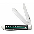 thumbnail image 1 of Case XX Knives Black Color Wash Natural Bone Green Line Stripes of Service Mini Trapper Pocket Knife, 1 of 2