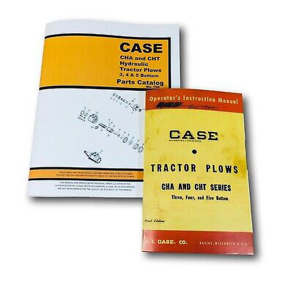 CASE CHA CHT HYDRULIC TRACTOR PLOWS PARTS CATALOG OPERATORS MANUAL 3 4 5 BOTTOM