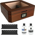 thumbnail image 1 of CASE ELEGANCE MAG Cigar Humidor, Walnut Finish, Holds 20-30 Cigars, Glass Top with Magnetic Seal, Octagon Shape, Digital Hygrometer, Spanish Cedar, New Hydro Channel, 1 of 14