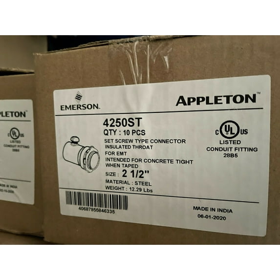 (CASE OF 10) EMERSON APPLETON 4250ST SET SCREW TYPE CONNECTOR 2-1/2"