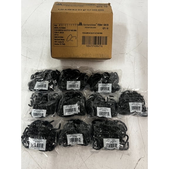 CASE OF 400 Alum. Black Galvanized Steel Chain-Link Fence Hog Rings, 9-Gauge