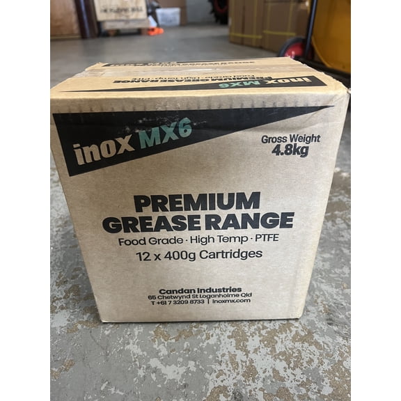 CASE OF TWELVE TUBES INOX MX6-400 FOOD GRADE MACHINERY GREASE