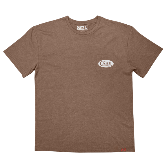 CASE XX Knives 'Cut Out Series' Heather Brown Cotton Blend XX-Large Pocket T-Shirt