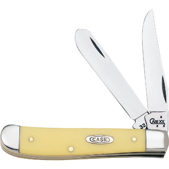 CASE XX WR Pocket Knife Yellow Synthetic Mini Trapper Carbon Steel Item #029 - (3207 CS) - Length Closed: 3 1/2 Inches