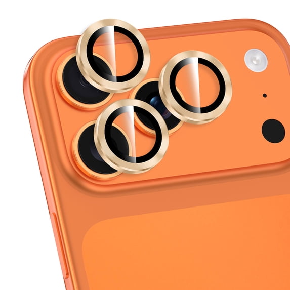CASEFIV Camera Lens Protector for iPhone 17 Pro/iPhone 17 Pro Max, Tempered Glass Screen Protector Metal Individual Camera Cover Accessories Case Friendly,Gold