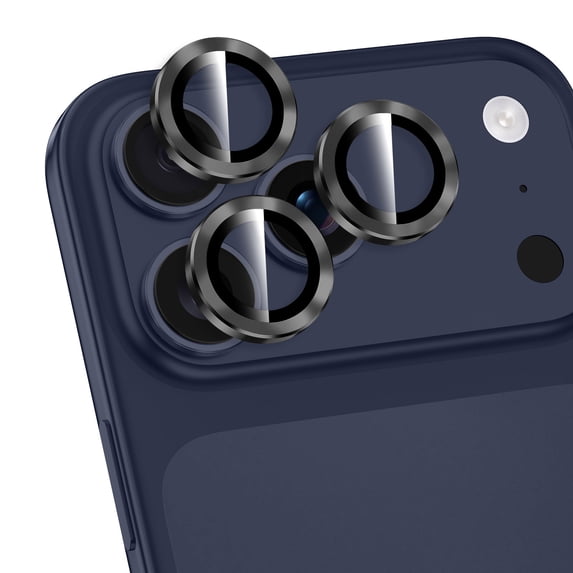 CASEFIV Camera Lens Protector for iPhone 17 Pro/iPhone 17 Pro Max, Tempered Glass Screen Protector Metal Individual Camera Cover Accessories Case Friendly,Black