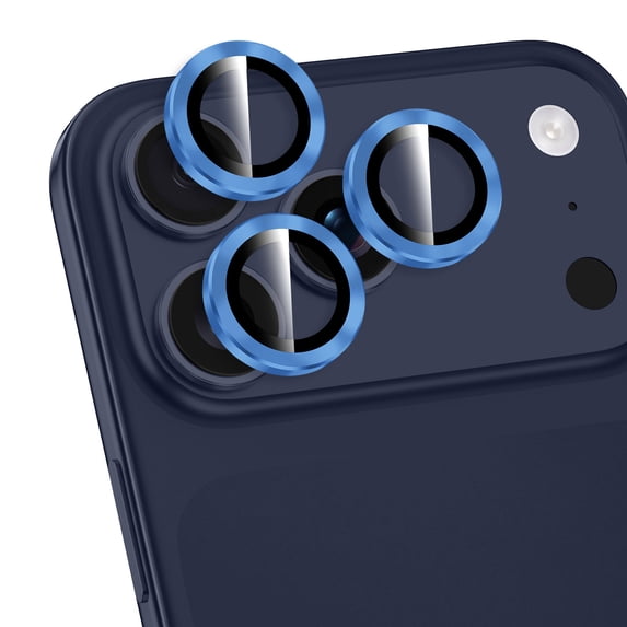 CASEFIV Camera Lens Protector for iPhone 17 Pro/iPhone 17 Pro Max, Tempered Glass Screen Protector Metal Individual Camera Cover Accessories Case Friendly,Navy