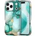 thumbnail image 1 of CASEFIV Compatible with iPhone 17 Pro Max Case 6.9 Inch 2025,Marble Pattern Heavy Duty Shockproof Rugged Drop Protective Women Girls Phone Cases for iPhone 17 Pro Max,Green, 1 of 7