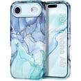 thumbnail image 1 of CASEFIV Compatible with iPhone Air Case 6.5 Inch 2025,Marble Pattern 3 in 1 Heavy Duty Shockproof Rugged Hard PC+Soft Silicone Drop Protective Women Girls Phone Cases for iPhone 17 Air,Blue Cyan, 1 of 7
