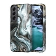 thumbnail image 1 of CASEFIV for Galaxy S21 Case,Fashion Marble Pattern 3 in 1 Heavy Duty Shockproof Full Body Rugged Protective Covers for Samsung Galaxy S21 5G 6.2 inch,Golden Sands/Black, 1 of 8