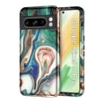 thumbnail image 1 of CASEFIV for Google Pixel 8 Pro Case (2023), Marble Pattern 3 in 1 Heavy Duty Shockproof Full Body Rugged Hard PC+Soft Silicone Drop Protective Phone Cover for Women Girls, Blue/Drift Sand, 1 of 8