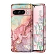 thumbnail image 1 of CASEFIV for Google Pixel 8 Pro Case (2023), Marble Pattern 3 in 1 Heavy Duty Shockproof Full Body Rugged Hard PC+Soft Silicone Drop Protective Women Girl Cover,Rose Gold, 1 of 8