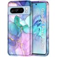 thumbnail image 1 of CASEFIV Marble Pattern Heavy Duty Shockproof Cell Phone Case for Google Pixel 8 Pro, Blue & Pink, 1 of 8