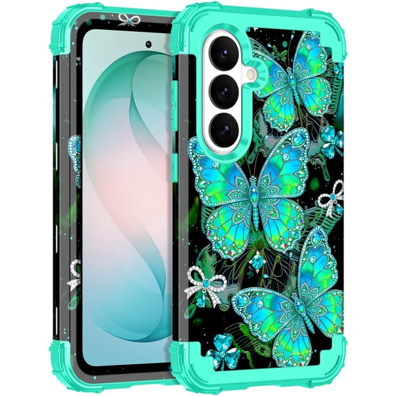 CASEFIV for Phone Case for Samsung Galaxy S26,Glow in The Dark,Shockproof Protection Hard PC Soft Flexible TPU Bumper Drop Protective Protective Phone Cover Case for Galaxy S26,Green Butterfly
