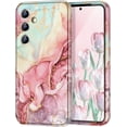 thumbnail image 1 of CASEFIV YTC10005 Soft Marble Silicone Back Cover Cell Phone Case for Samsung Galaxy 24, Rose Gold, 1 of 8