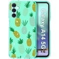 thumbnail image 1 of CASEFIV for Samsung Galaxy A14 5G Case, Gold Glitter Bling Marble Hard PC Slim Fit Shockproof Full Body Rugged Drop Protective Phone Cover for Women Girls Men,Green Pineapple, 1 of 7
