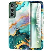 CASEFIV for Samsung Galaxy S22 Plus Case,[Military Grade Drop Tested] Marble Pattern Design Slim Rugged Shockproof Women Girls Men Protective Anti-Scratch Cover,Blackish Green