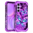 thumbnail image 1 of CASEFIV for Samsung Galaxy S24 FE 5G Case,Glow in The Dark Three Layer Heavy Duty Sturdy Shockproof Protection Rugged Hard PC+Soft TPU Bumper Case,Dark Purple, 1 of 8