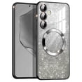 thumbnail image 1 of CASEFIV for Samsung Galaxy S24 Plus Case,Compatible with MagSafe,Clear Magnetic Glitter Gradient Sparkle Luxury Plated Soft TPU Bumper Full Camera Lens Protector,Black, 1 of 7