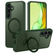 CASEFIV for Samsung Galaxy S24 Plus Case,with Magnetic Invisible Stand [Military Drop Protection] [Compatible with MagSafe] Shockproof Slim Translucent Anti-Slip,Green