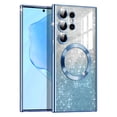 thumbnail image 1 of CASEFIV for Samsung Galaxy S24 Ultra Case,Compatible with MagSafe,Clear Magnetic Glitter Gradient Sparkle Luxury Plated Soft TPU Bumper Full Camera Lens Protector,Blue, 1 of 6