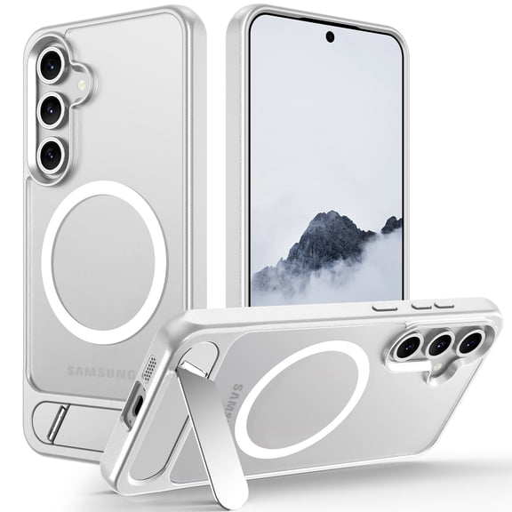 CASEFIV for Samsung Galaxy S25 Case,with Invisible Kickstand,[Compatible with Magsafe],Drop Protection Shockproof Slim Not Yellowing Cover Case for Galaxy S25 Ultra,Silver