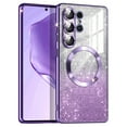 thumbnail image 1 of CASEFIV for Samsung Galaxy S25 Ultra Case,Compatible with MagSafe,Clear Magnetic Glitter Sparkle Luxury Plated Soft TPU Bumper Full Camera Lens Protector for Galaxy S25 Ultra,Purple, 1 of 7