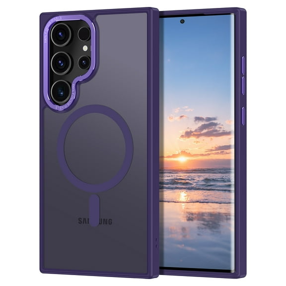 CASEFIV for Samsung Galaxy S25 Ultra Case,with Magnetic Invisible Stand [Military Drop Protection] [Compatible with MagSafe] Shockproof Slim Translucent Anti-Slip Case,Purple